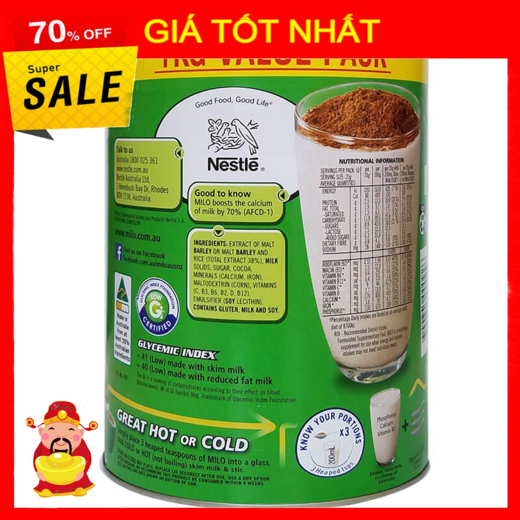 [ GIÁ TỐT NHẤT ]  Milo úc 1kg dành cho trẻ 2 tuổi trở lên, giúp tăng chiều cao, hỗ trợ trí não, tăng cường thể lực,trí l