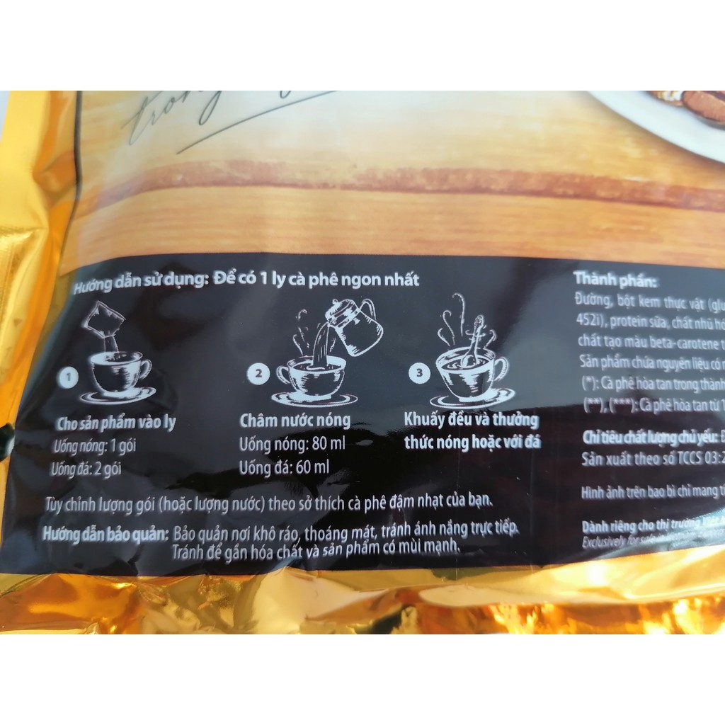 [TÚI LỚN 800g (40 gói x 20g)] CÀ PHÊ SỮA HÒA TAN 3 IN 1 [VN] VINACAFE Café Gold Original