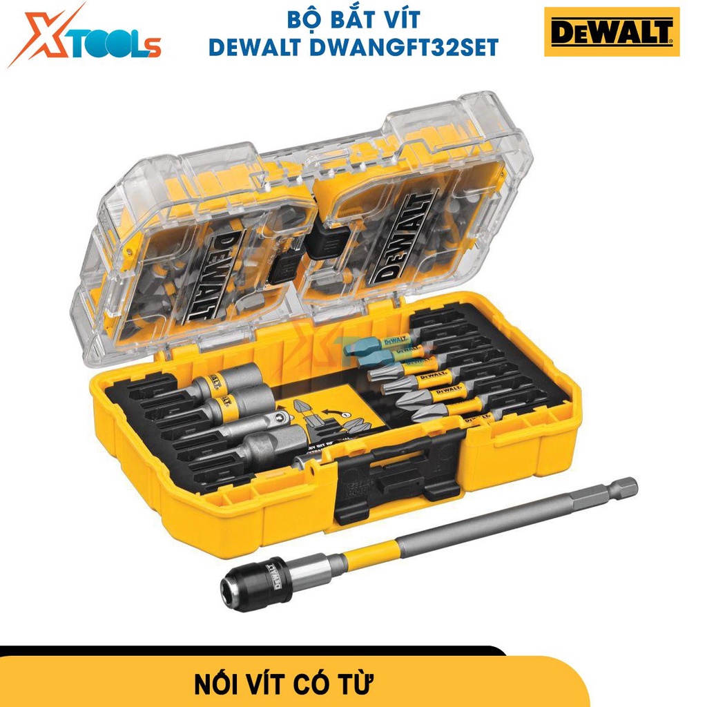 Bộ mũi vít 32 chi tiết DEWALT DWANGFT32SET hỗ trợ bắt, nối vít có từ, đầu vít khoẻ, cứng, chắc chắn [CHÍNH HÃNG][XTOOLS]