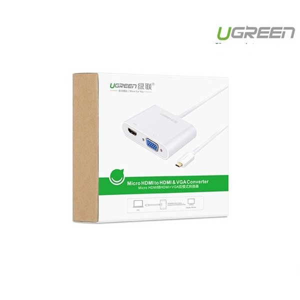 Cáp chuyển đổi Micro HDMI to VGA và HDMI + Audio Ugreen 30354 cao cấp