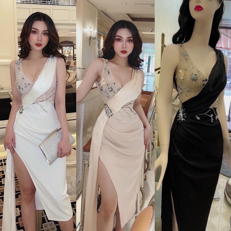 Đầm xoè dự tiệc kết cườm đá sang trọng TRIPBLE T DRESS - size M/L - MS364V