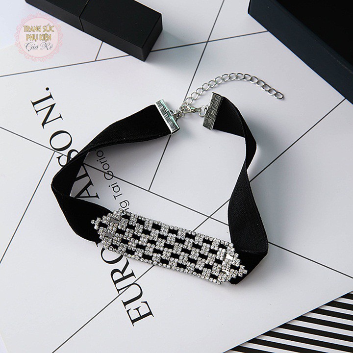 Chocker vòng cố nữ dây đơn phối đá nhân tạo lấp lánh cực xinh DC74