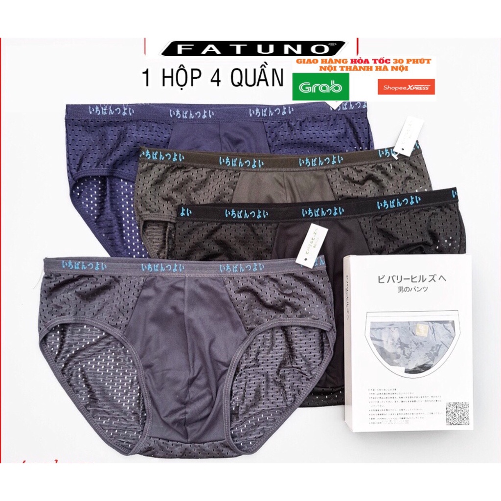 [CÓ HỘP SANG TRỌNG - LOẠI 1] Combo 4 Quần lót nam tam giác cao cấp xuất Nhật sịp chéo có lỗ thông hơi vải kháng khuẩn