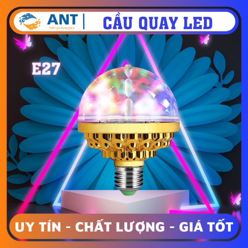 Đèn led nháy chớp 7 màu tự xoay đui tròn, màu vàng sang trọng, đèn led trang trí bar, quẩy nhạc