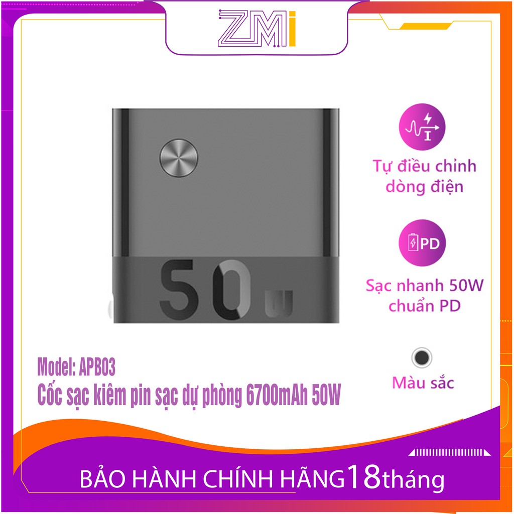 Cốc sạc kiêm pin sạc dự phòng Xiaomi ZMI APB03 6500mAh + Cáp C to C | WebRaoVat - webraovat.net.vn