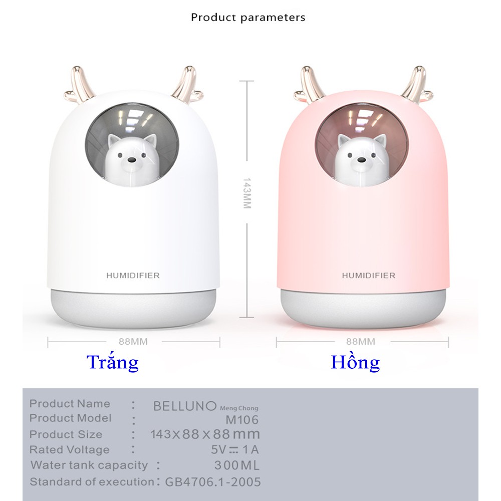 Máy Phun Sương Tạo Độ Ẩm Humidifier M106 Hình Gấu