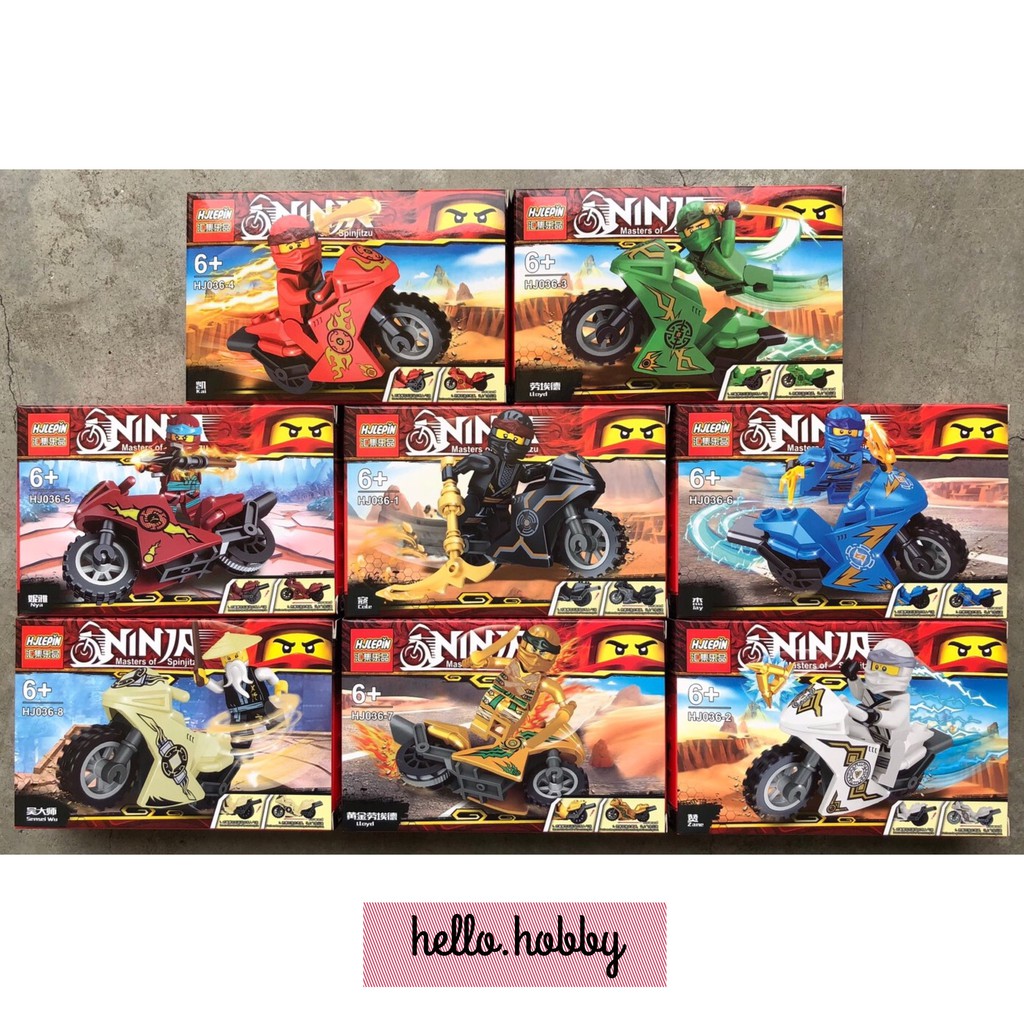 Đồ chơi lắp ráp xếp hình Non lego Ninjago xe moto mô hình Ninja season phần 9 cùng sư phụ wu HJLEPIN HJ036 trọn bộ 8 hộp