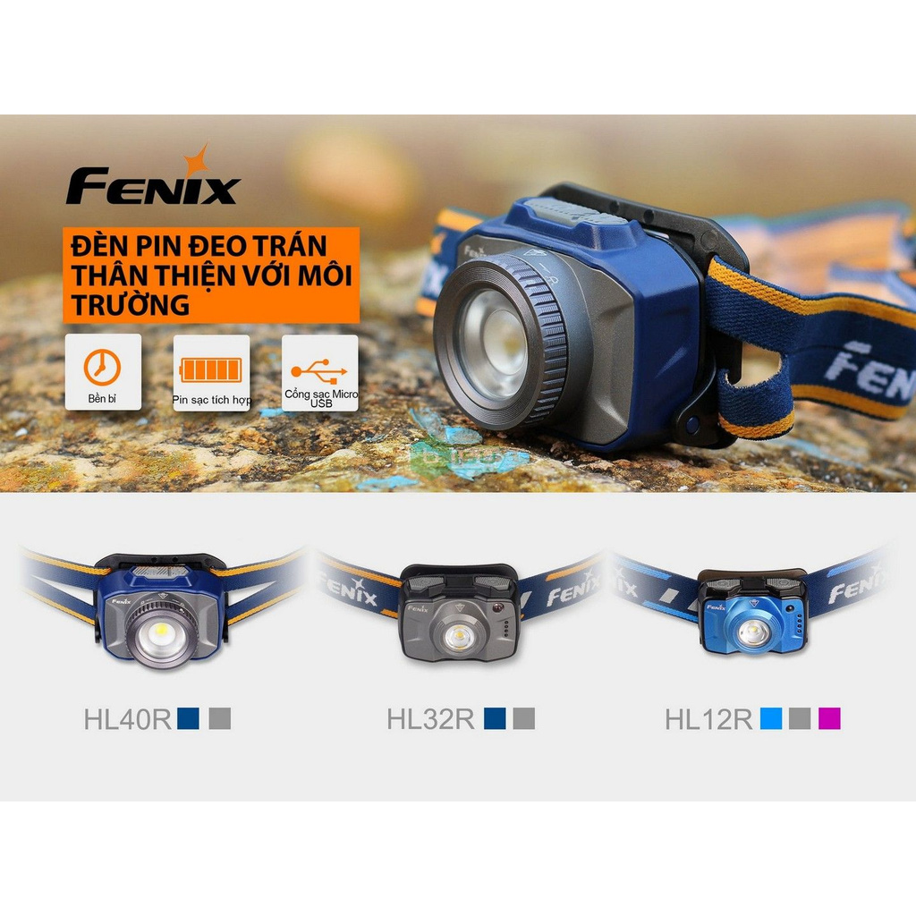 CHÍNH HÃNG PHÂN PHỐI - Đèn Pin Đội Đầu Fenix - HL40R - 600 Lumen