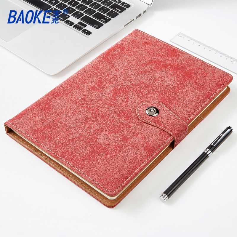 NoteBook Sổ Tay B5 ,Sử Dụng Văn Phòng  Màu Đỏ ,Có Khóa Bìa Da PU 18K Chống Thấm,BAOKE/NB1418