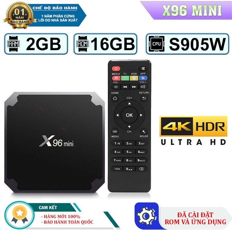 Android TV Box X96 Mini Hệ Điều Hành Ram 2GB- Rom 16Gb