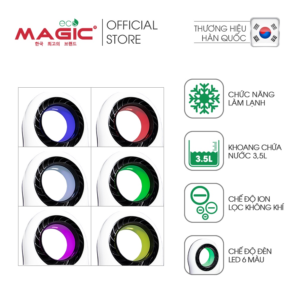 Quạt làm mát không cánh Magic Eco AC301,màn hình cảm ứng,lọc không khí tự động,bảo hành chính hãng