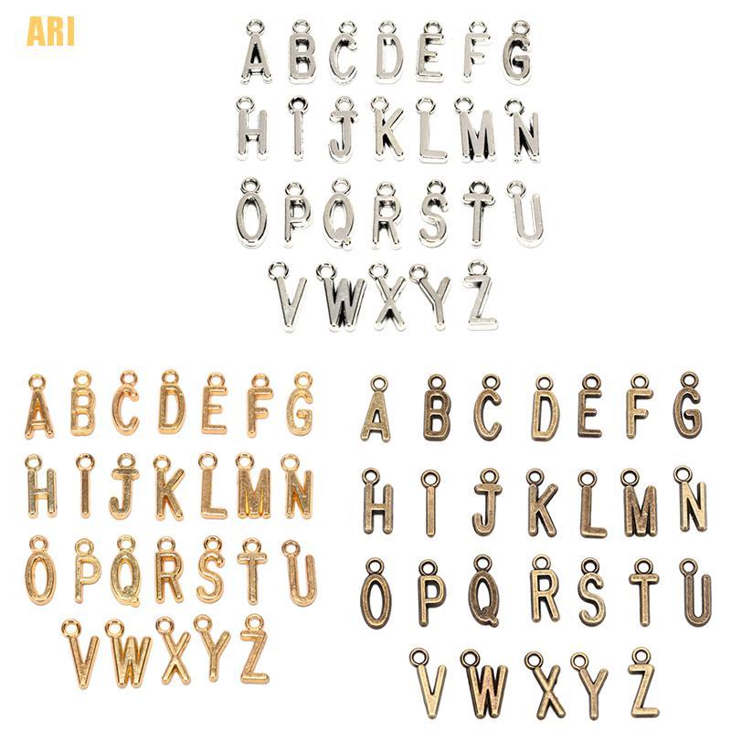 CHARMS Set 26 Mặt Dây Chuyền Hình Chữ Cái A-Z Màu Bạc / Vàng