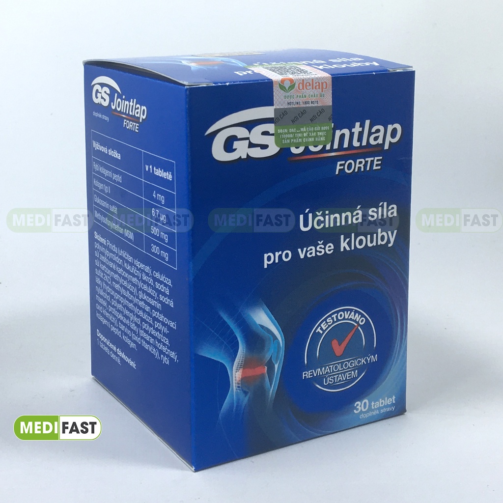 Giảm thoái hóa khớp GS Joint Lap bổ sung glucosamin, nhập khẩu từ châu Âu Hộp 30 viên có thêm Collagen