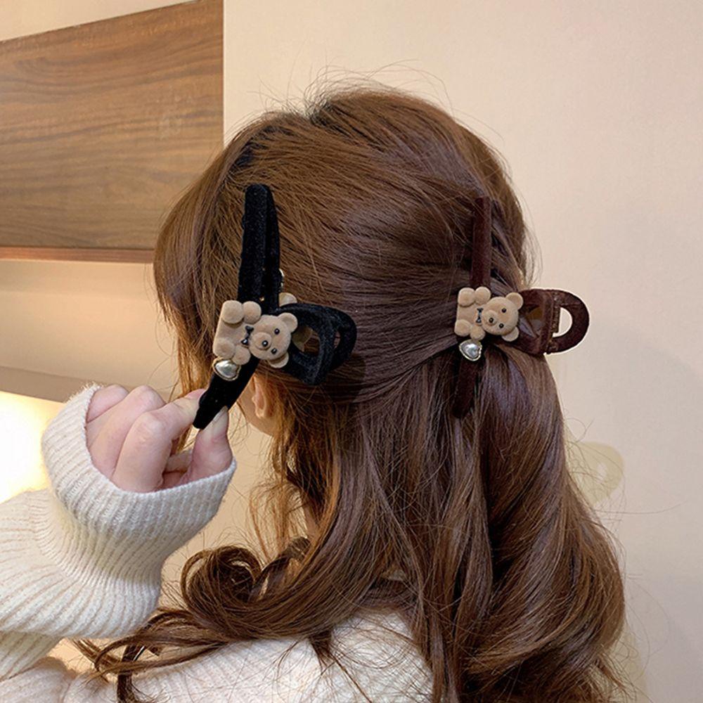 NICKOLAS Kẹp Tóc Hình Cá Mập / Gấu Thiết Kế Đơn Giản Ngọt Ngào Thời Trang Thu Đông