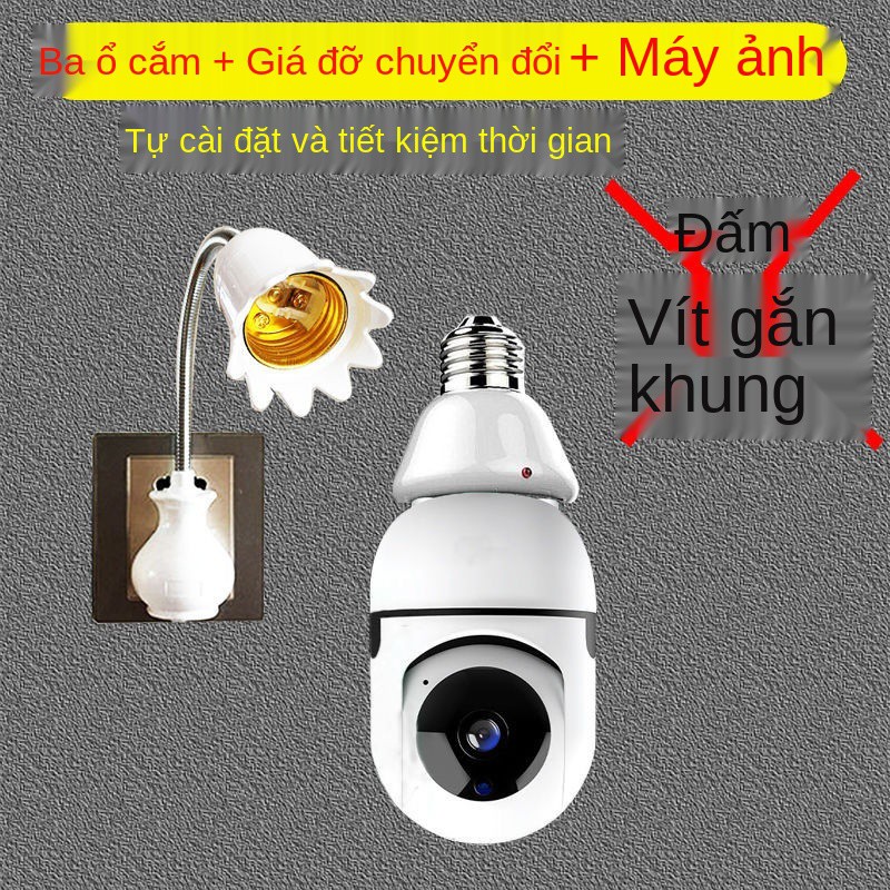 Camera giám sát home 360 ​​xoay điện thoại di động từ xa không dây bóng đèn wifi màn hình HD full color nhìn ban