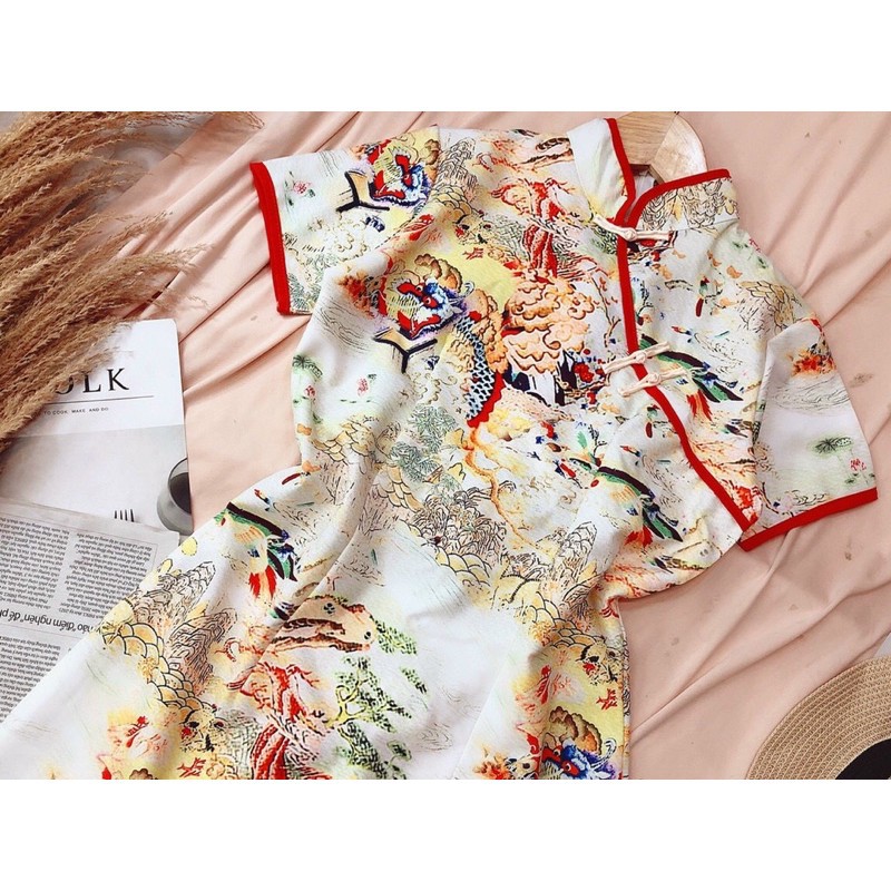 Đầm Body Cổ Tàu, Sườn Xám Cách Tân Hoạ Tiết Cổ Điển , Màu Sắc Trẻ Trung Quyến Rũ Thời Trang Cho Nữ. | BigBuy360 - bigbuy360.vn