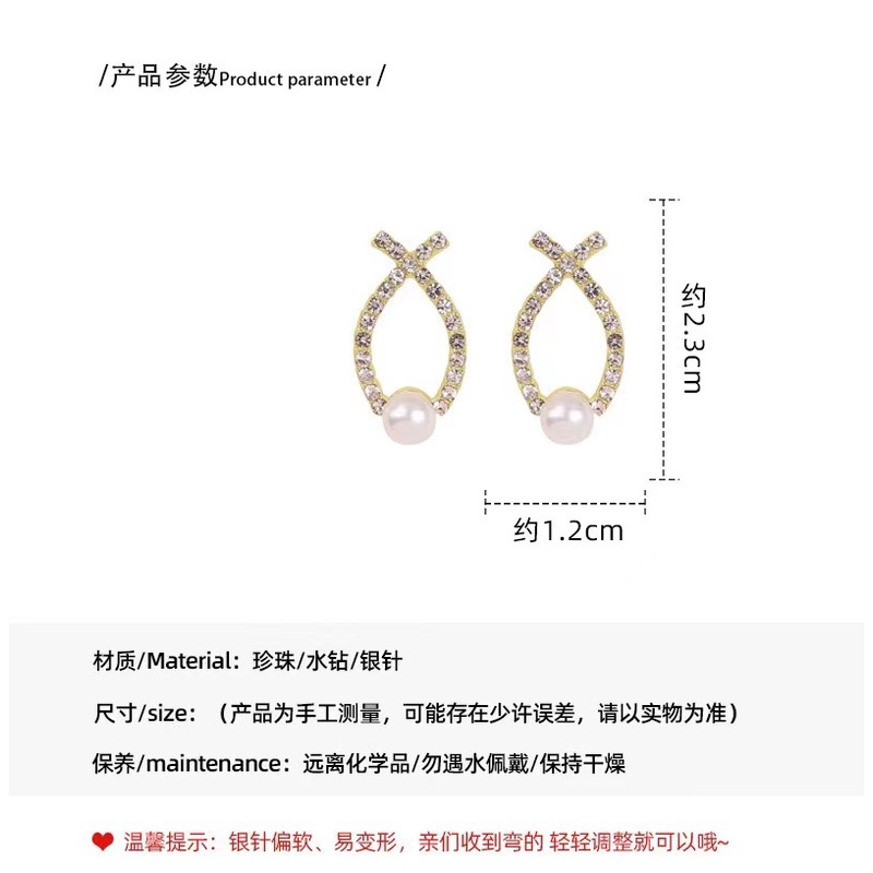 Bông Tai Hình Học Đính Ngọc Trai Phong Cách Hàn Quốc