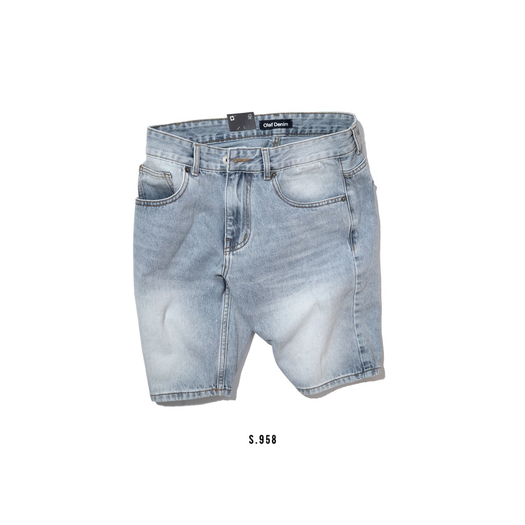 Quần Short Jean Nam OLAF MS958 , Quần Bò Nam, MàuTrơn, Style Mùa Hè Yame, Vải 100% Cotton Co Dãn (Quần Jean Mrsimple).