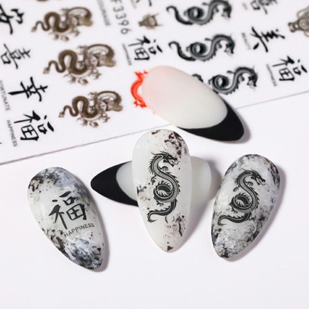 Miếng Dán Trang Trí Móng Tay Hình Rồng DIY