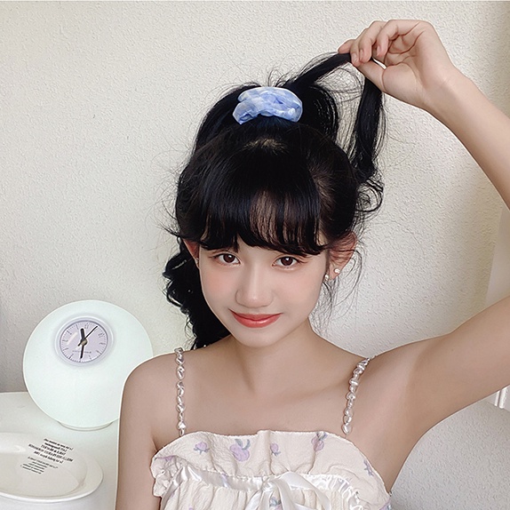 Bộ 2/3 Dây Thun Cột Tóc Co Giãn Màu Xanh Dương Và Trắng Tươi Mới 2022 Cho Nữ