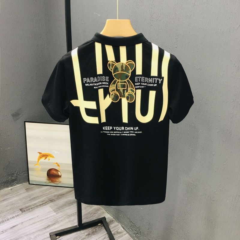 Áo polo Tay Ngắn Thêu Hình Gấu Chất Liệu cotton Thời Trang Mùa Hè Cho Nam Và Nữ 2022 Mới