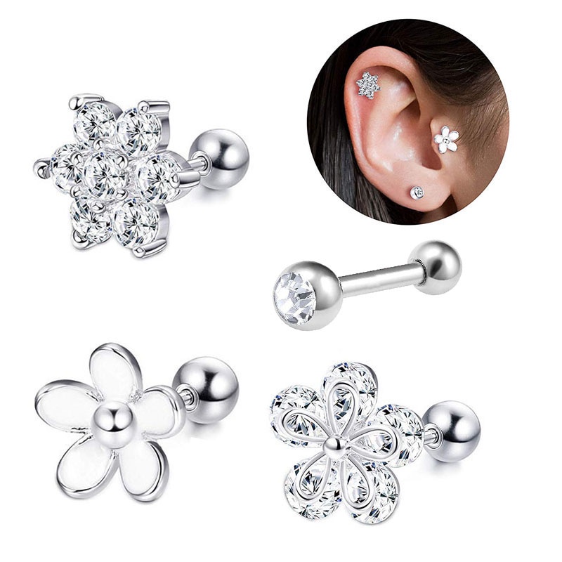 Khuyên Tai Hình Con Ốc 16G Bằng Thép Không Gỉ