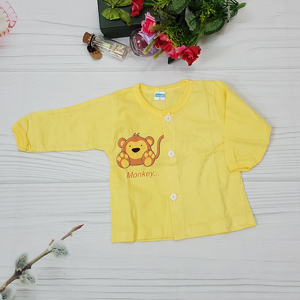 [Mã SKAMLTSM9 giảm 10% đơn 99K] Áo Dài Tay Cài Khuy Giữa Cho Bé Sơ Sinh Chất Cotton Thu Hằng