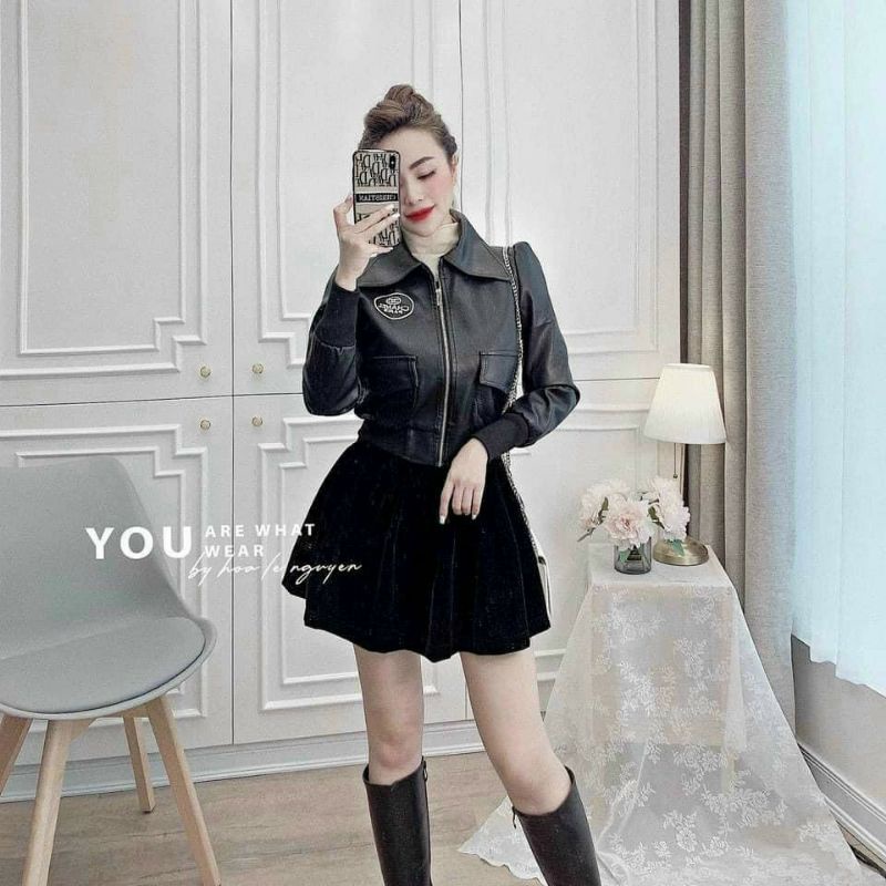 Áo khoác da nữ dáng croptop phong cách ulzzang Hàn Quốc | BigBuy360 - bigbuy360.vn