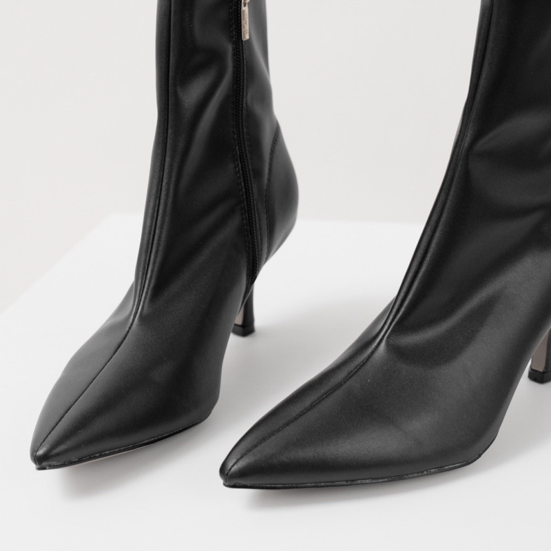[JOIEHOME] Boots da trơn mũi nhọn gót nhọn