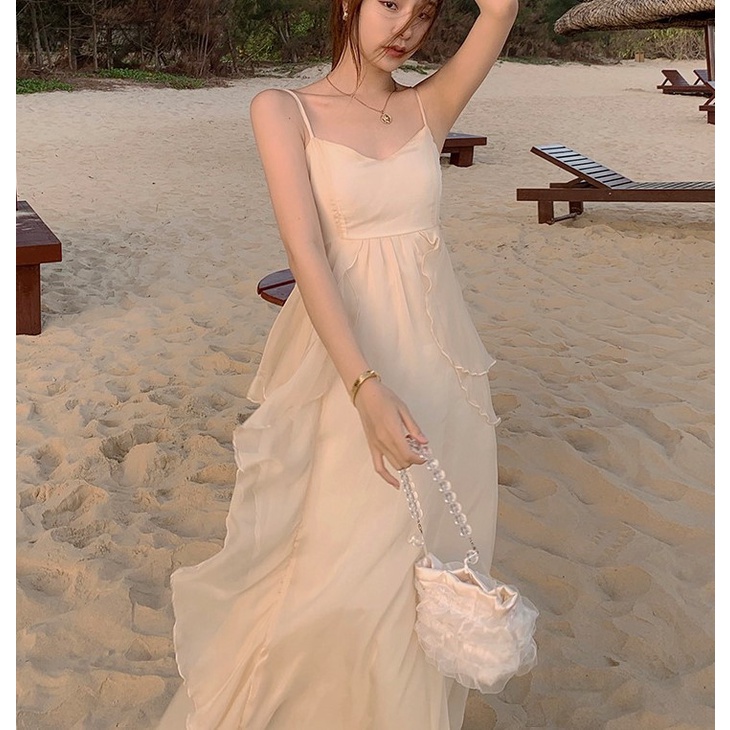 Sẵn - 𝑪𝒆𝒍𝒊𝒏𝒂 | Đầm Công Chúa 2 Dây Dáng Xòe 2 Lớp Bồng Bềnh Tiểu Thư, Đầm 2 Dây Đi Biển Xinh Xắn Hè 2022