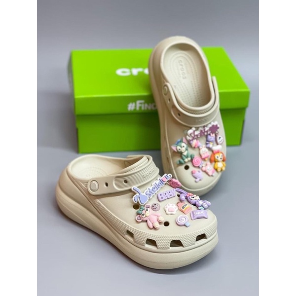 Dép sục Cross Crush màu kaki- tặng 10 sticker