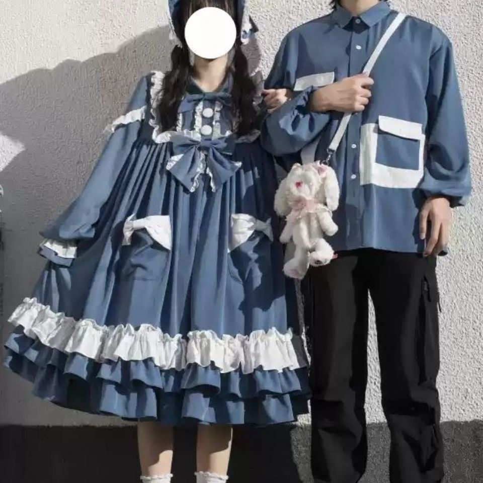 Đầm tay dài phong cách Lolita thời trang xuân thu cho cặp đôi