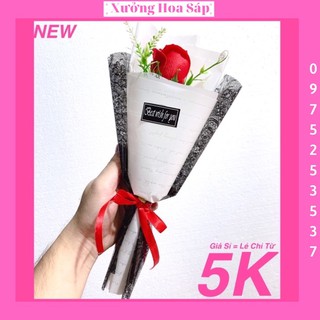 Hoa Hồng Sáp Bó 1 Bông Màu Đỏ Mẫu Mới (Hình Thật)