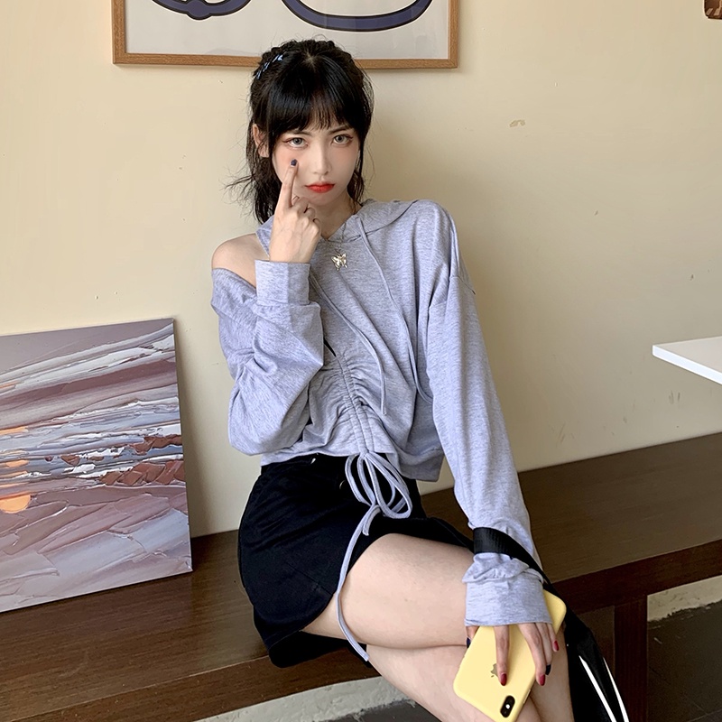 Áo thun tay dài cổ chữ V dáng rộng thời trang mùa thu phong cách Hàn Quốc cho nữ