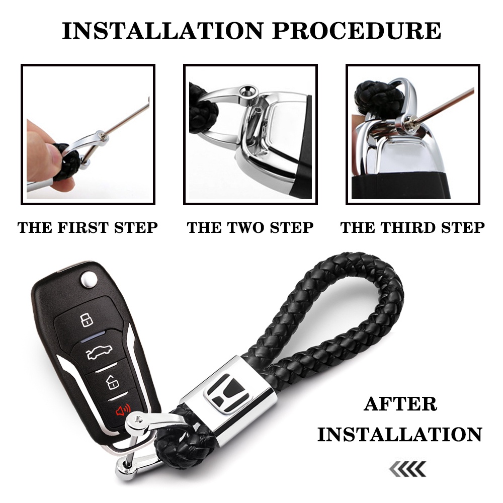 Móc Chìa Khóa Bằng Da + Kim Loại Cho Honda City Fit Jazz Civic Brio HRV BRV CRV