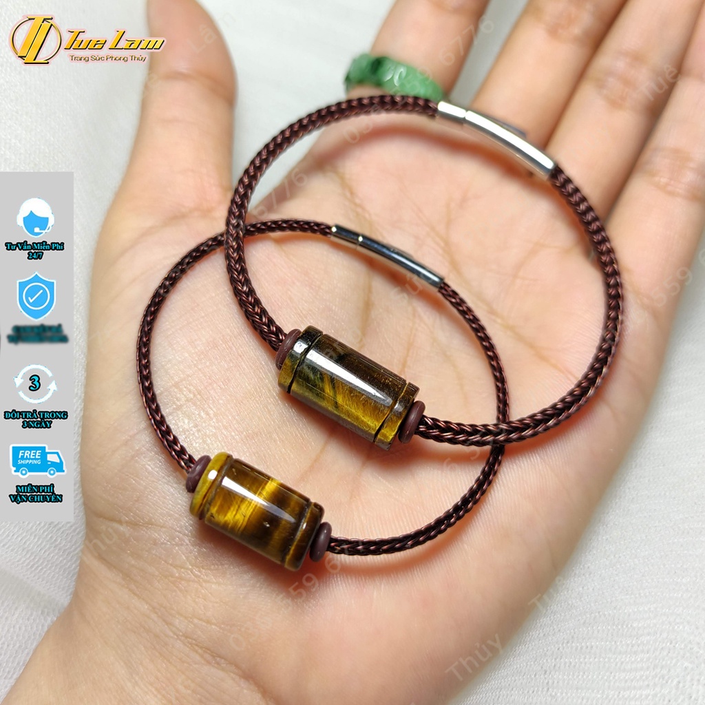 Vòng tay may mắn cặp đôi lu thống màu nâu vàng hợp mệnh kim thổ, tài lộc may mắn