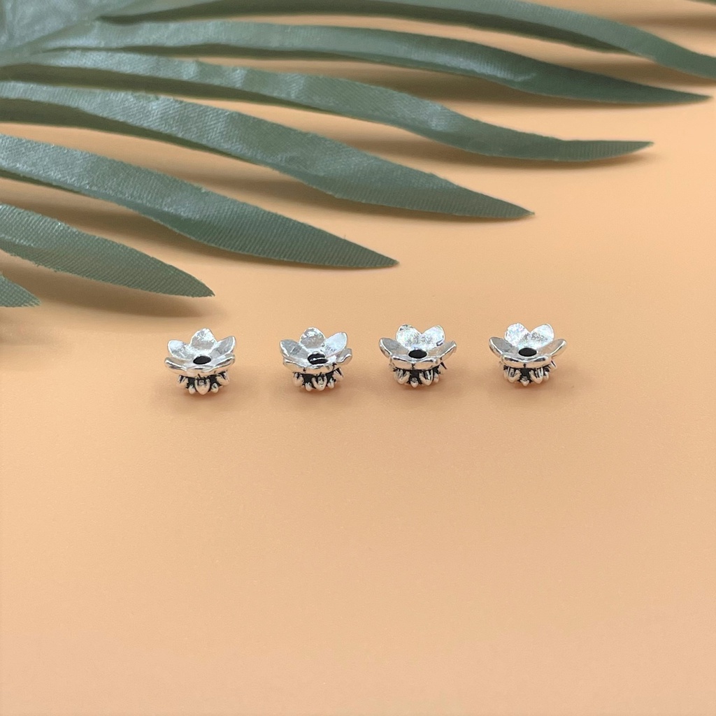 Charm ốp hoa sen 2 đầu lớn nhỏ - Charm Bạc 925 - Mã CA051