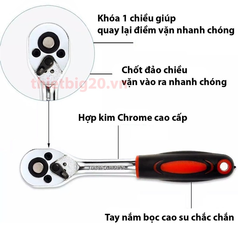 Bộ tay vặn đa năng mở bu lông ,ốc, vít sửa chữa ô tô xe máy 46 chi tiết GDC01