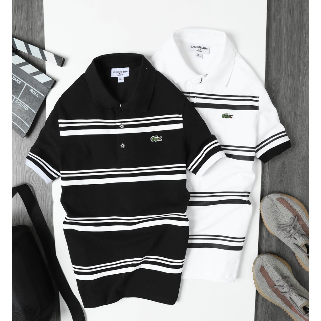 Aó polo nam Lcst (Form Slimfit,vải cotton cá sấu co dãn,thấm hút mồ hôi,made in cambodia)-KN45