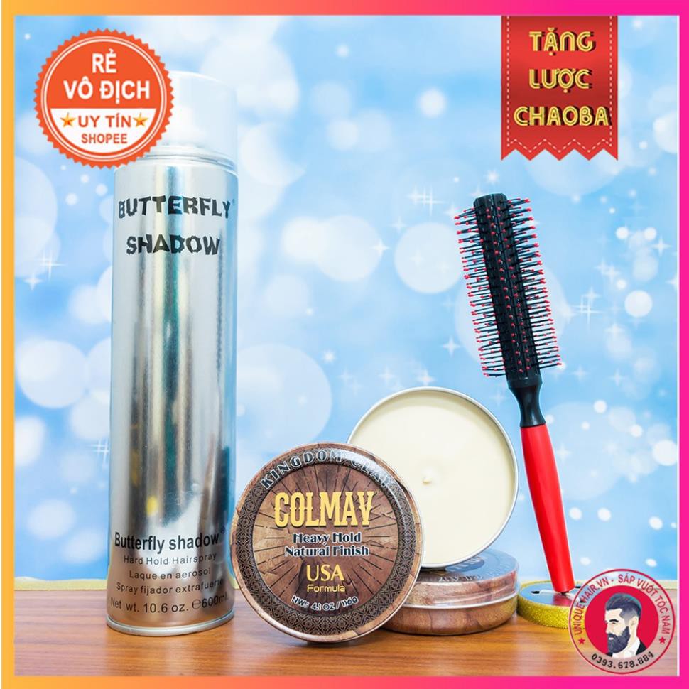 [CHÍNH HÃNG STORE HÀ NỘI] Sáp Vuốt Tóc COLMAV nâu + Gôm BUTTERFLY SHADOW Tặng lược | RẺ VÔ ĐỊCH