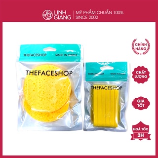 Mút rửa mặt nén The Face Shop bọt biển tẩy da chết massage mặt Linh Giang chính hãng
