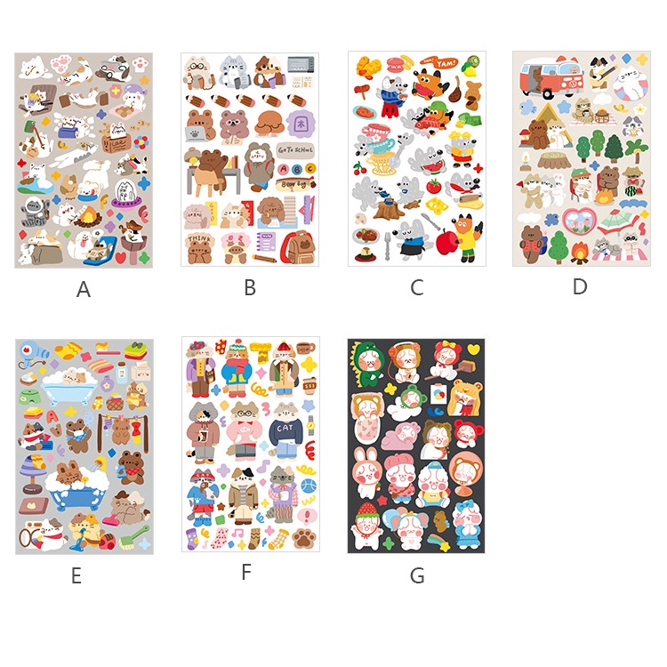 Miếng Dán Màu Laser Họa Tiết Động Vật Dễ Thương Trang Trí Nhật Ký Điện Thoại