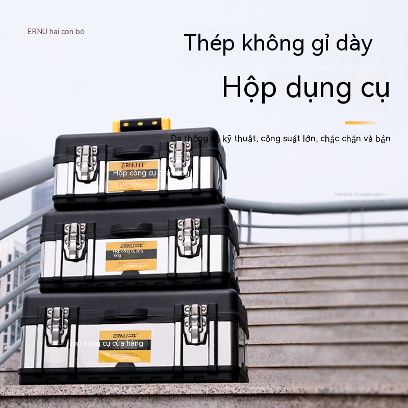 【CM】🔥Hộp đựng dụng cụ bằng thép không gỉ sắt đa chức năng phần cứng lớn thợ điện di động công cụ sửa chữa hộp đựng đồ gia đình