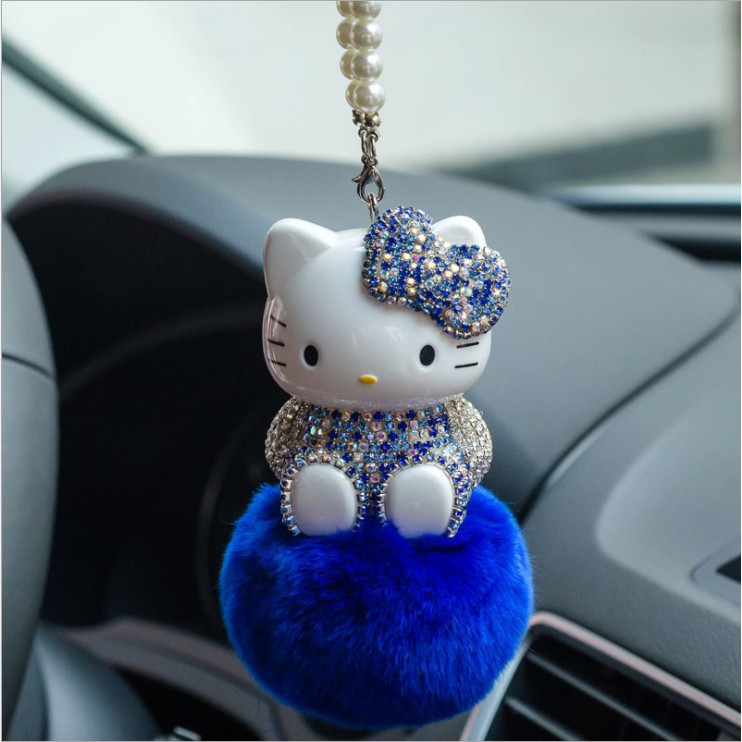 Phụ kiện dây treo trang trí xe hơi hình Hello Kitty đính đá lấp lánh đáng yêu 365