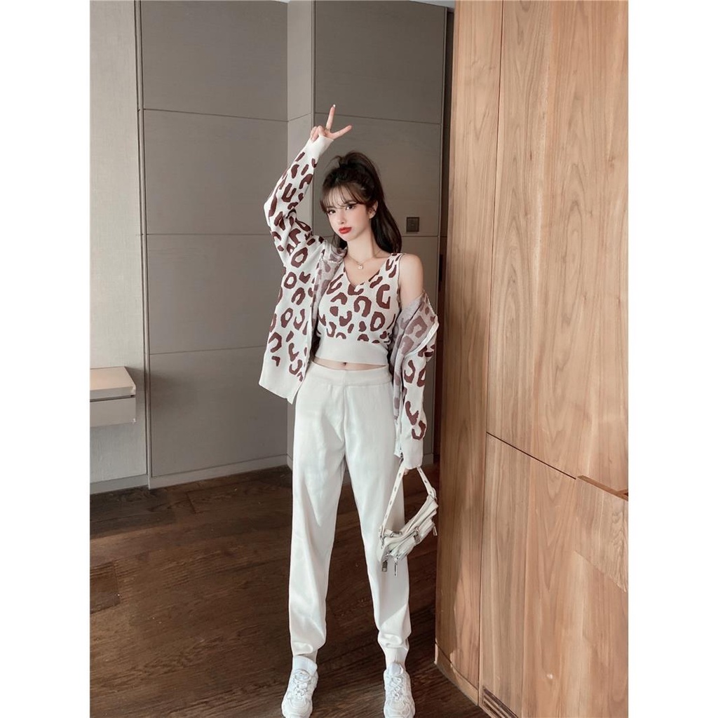 Bộ Áo Khoác Cardigan + Quần Skinny Thời Trang Thu Đông 2022 Cho Nữ