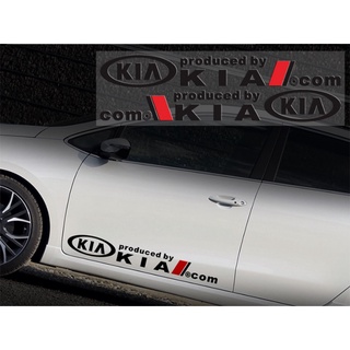 Bộ 2 tem dán cửa xe ô tô KIA (trắng)