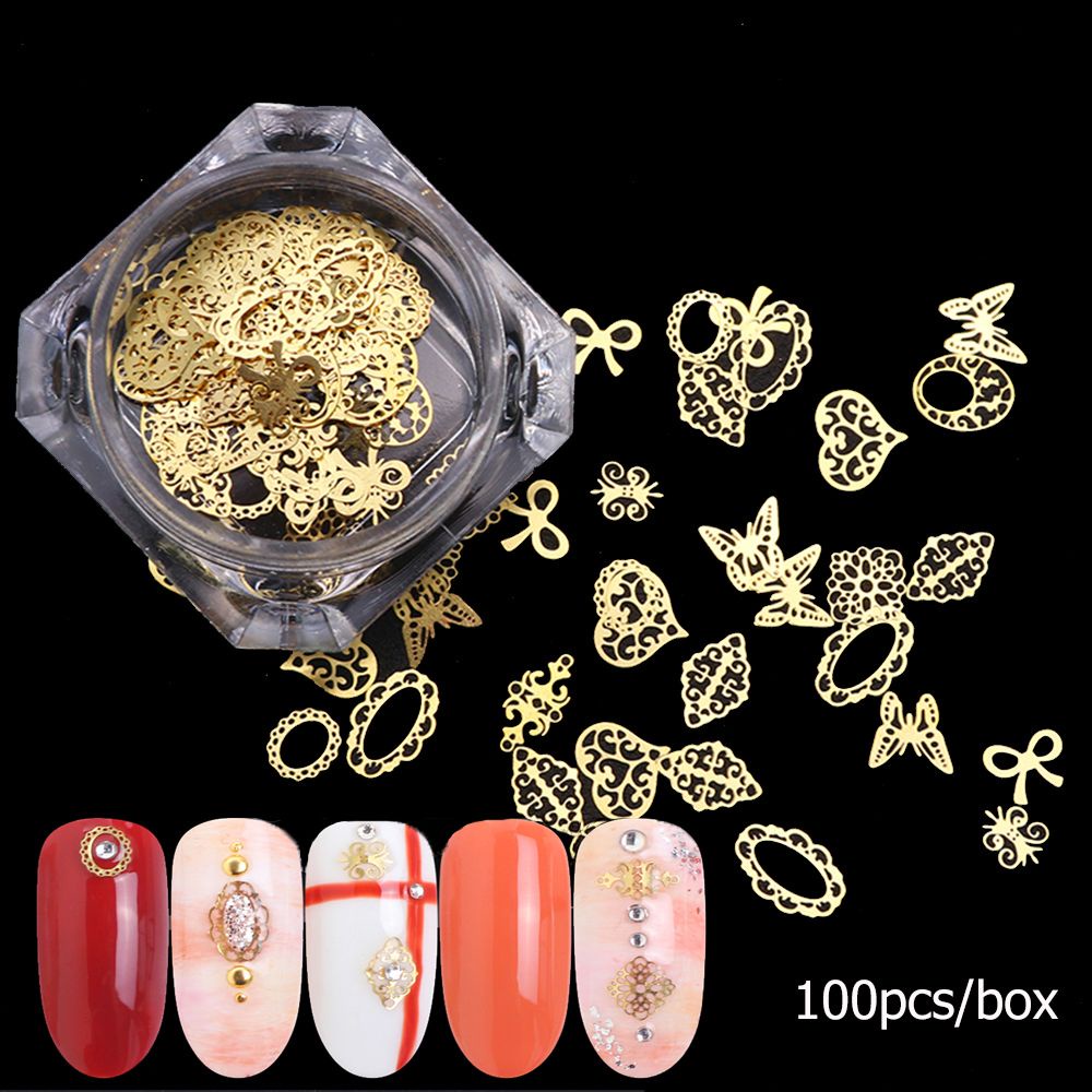 [Hàng mới về] Set 100 phụ kiện trang trí móng tay nhiều kiểu hỗn hợp phong cách Nhật Bản