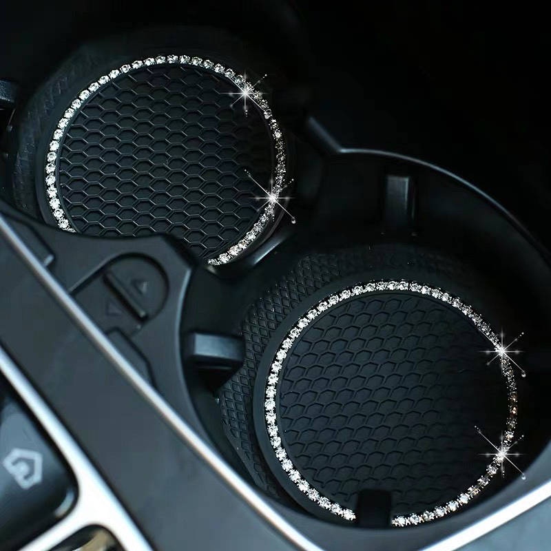 New Car Water Cup Mat Car Non-Slip Mat Swan Diamond Storage Tank Pad Cute Cartoon Soft Rubber Pad Auto department store supplies