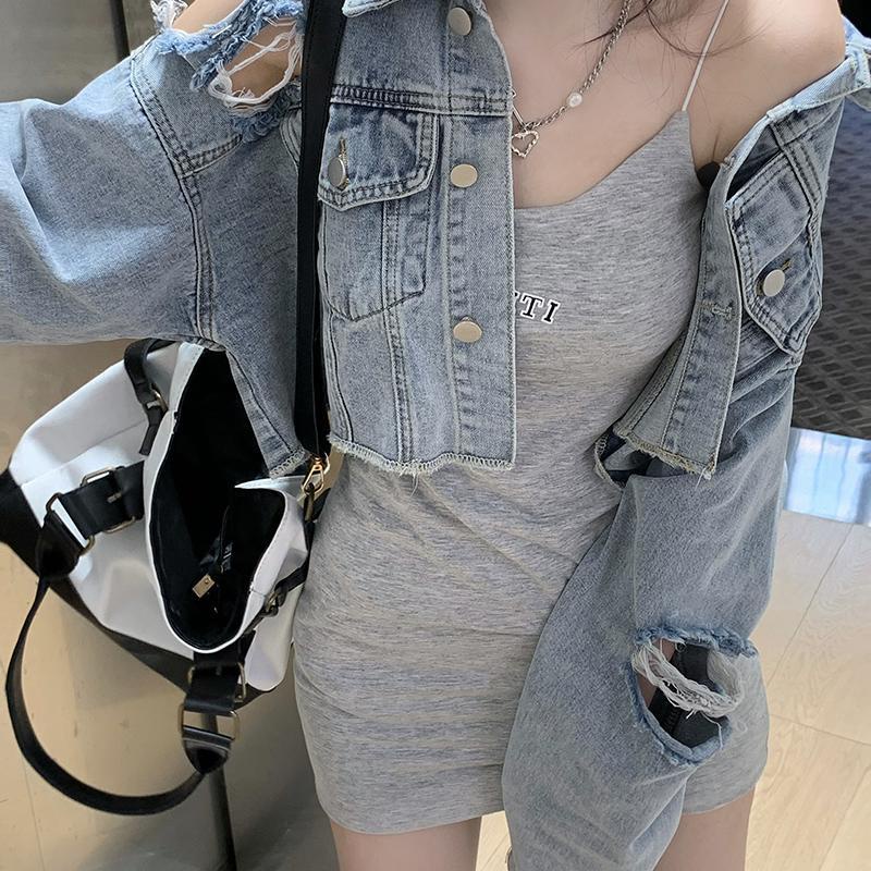 Áo Khoác Jeans Lửng Tay Dài Thời Trang Dành Cho Nữ | BigBuy360 - bigbuy360.vn