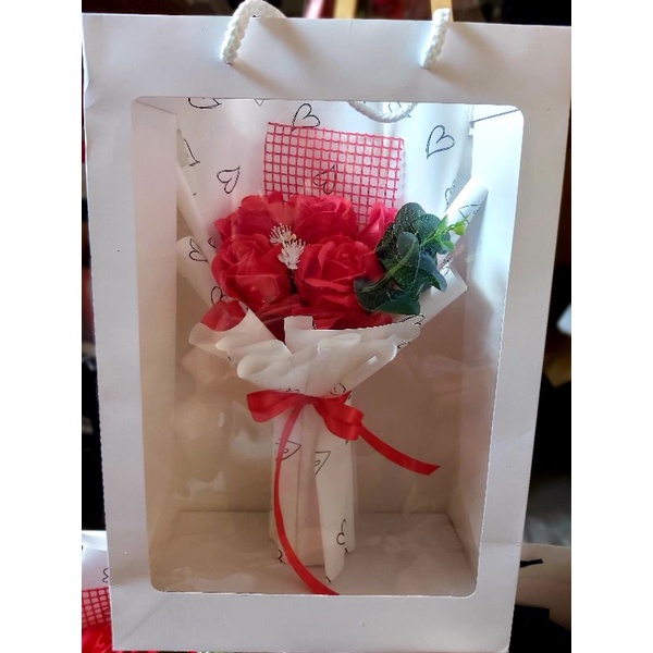 BÓ HOA SÁP 5 BÔNG KÈM TÚI VÀ ĐÈN NHÁY